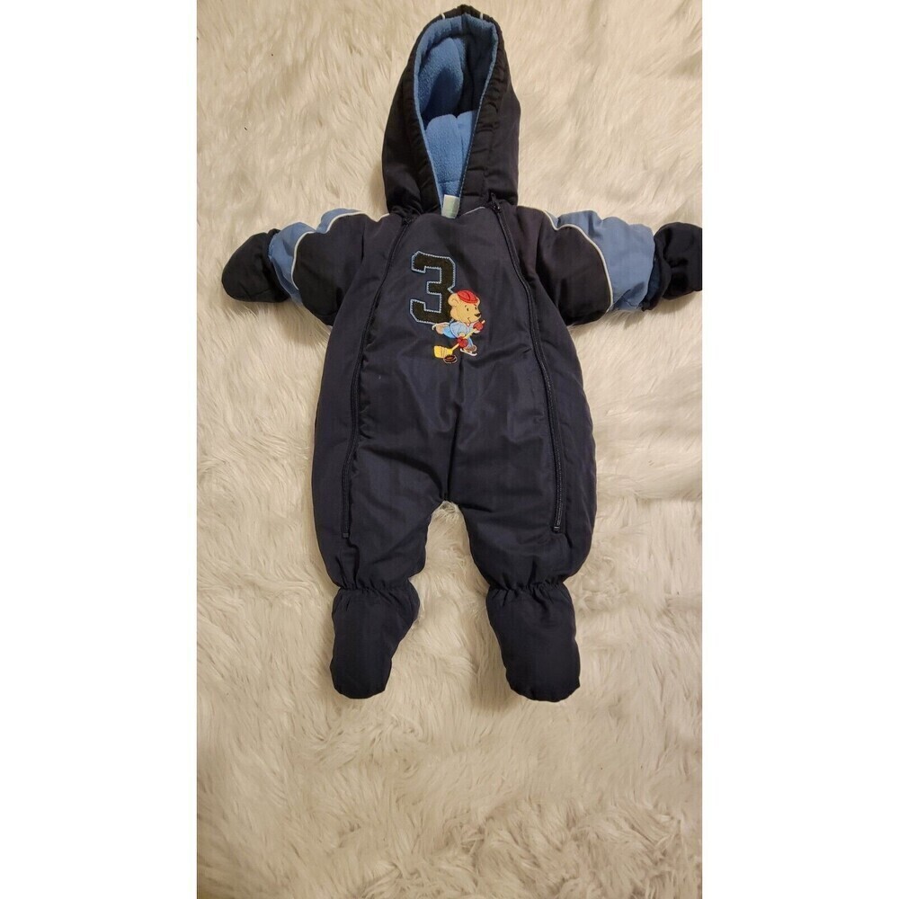Okie Dokie Teddy Bear/Sports Baby Navy Blue size 3-6 mos. Snowsuit